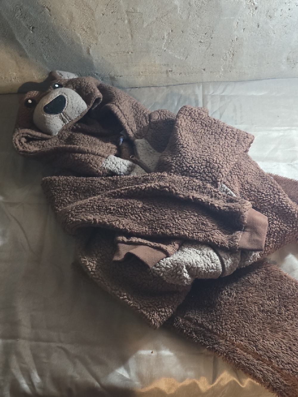 Bear Hooded Sherpa Jacket - Brown